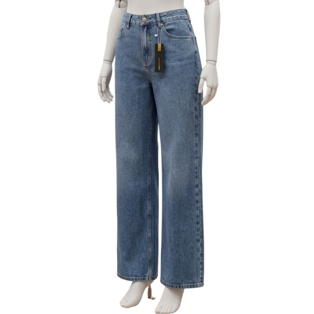 Gilipur Womens High Waisted Wide Leg Jeans Medium Wash Blue‎ Size S NEW 29x30